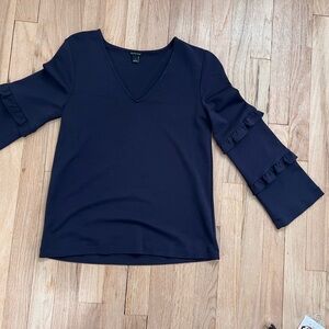 Elegant Navy Blue  and Cream Women's Top